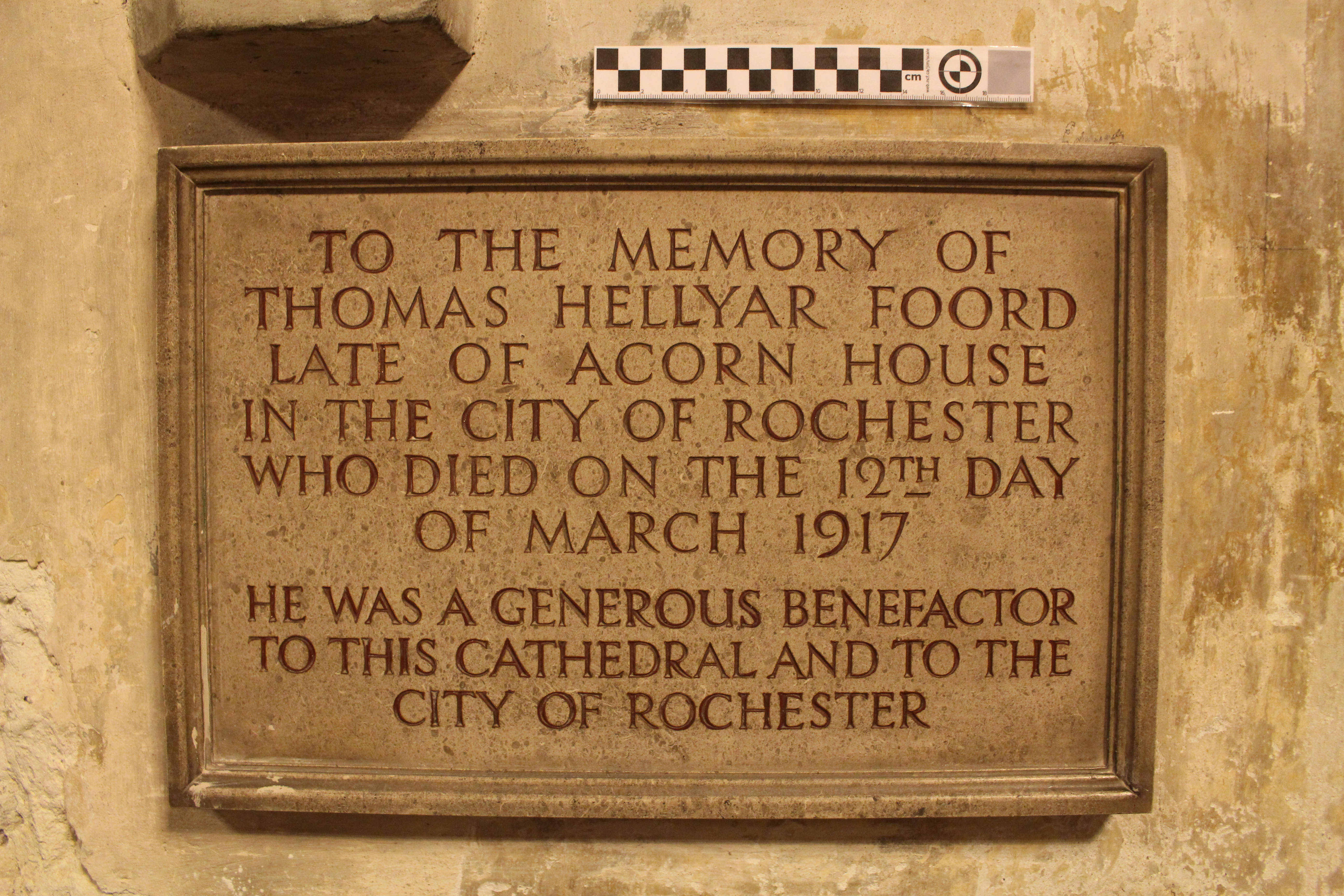 Photograph of the memorial dedicated to Thomas Hellyer Foord.